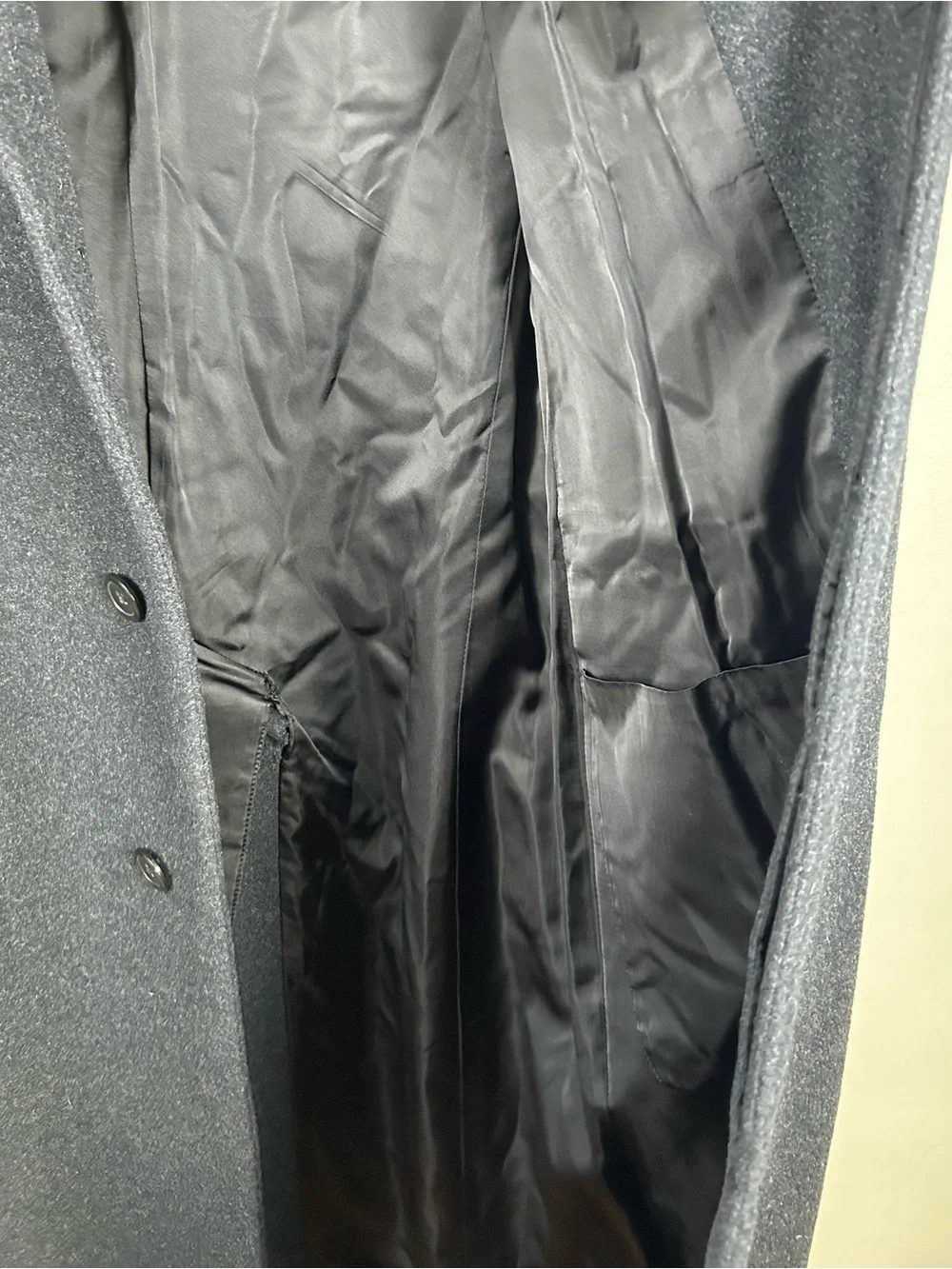 Polo Ralph Lauren 100% Cashmere Overcoat 42R Gray Long Trench Coat Blue Label
